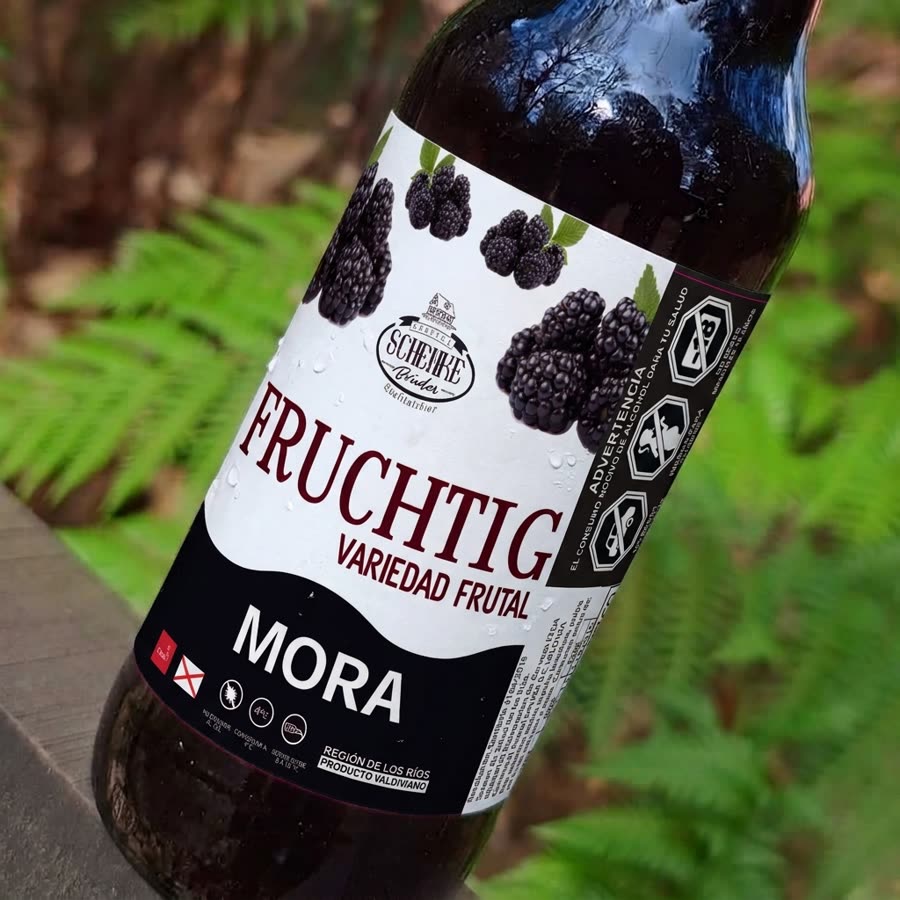 Botella de Krampus Fruchtig Mora, estilo Cerveza Frutal